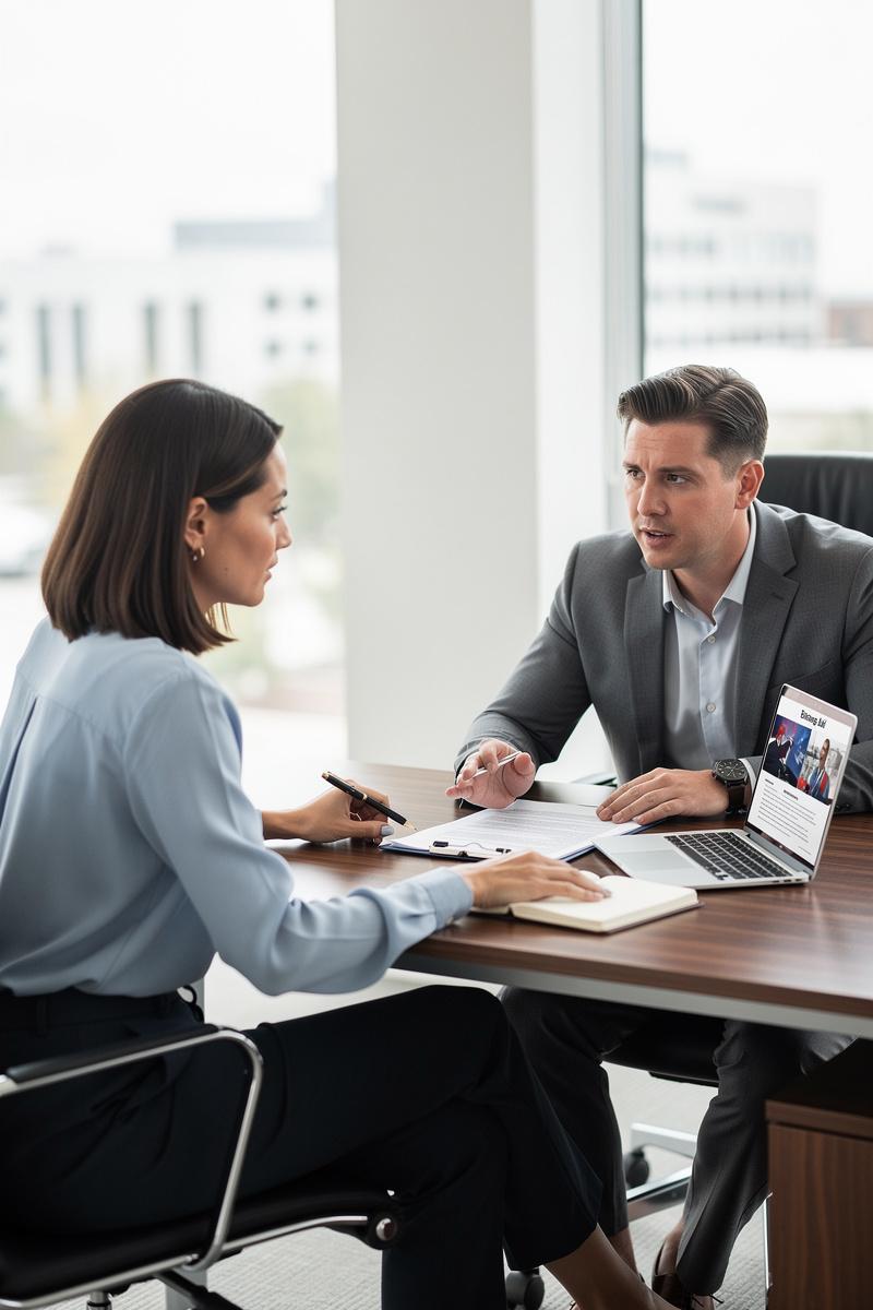 Navigating-Divorce-Across-Borders Client consults attorney on Arizona divorce with overseas spouse; documents and laptop show “Arizona Divorce” and “International Service Options.”